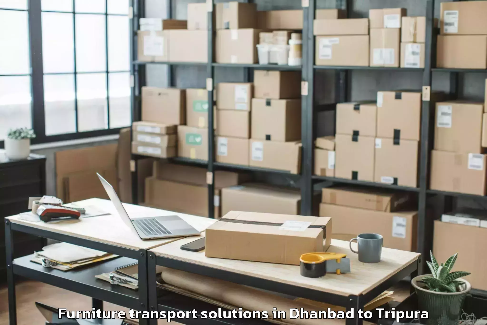 Top Dhanbad to Santirbazar Furniture Transport Solutions Available